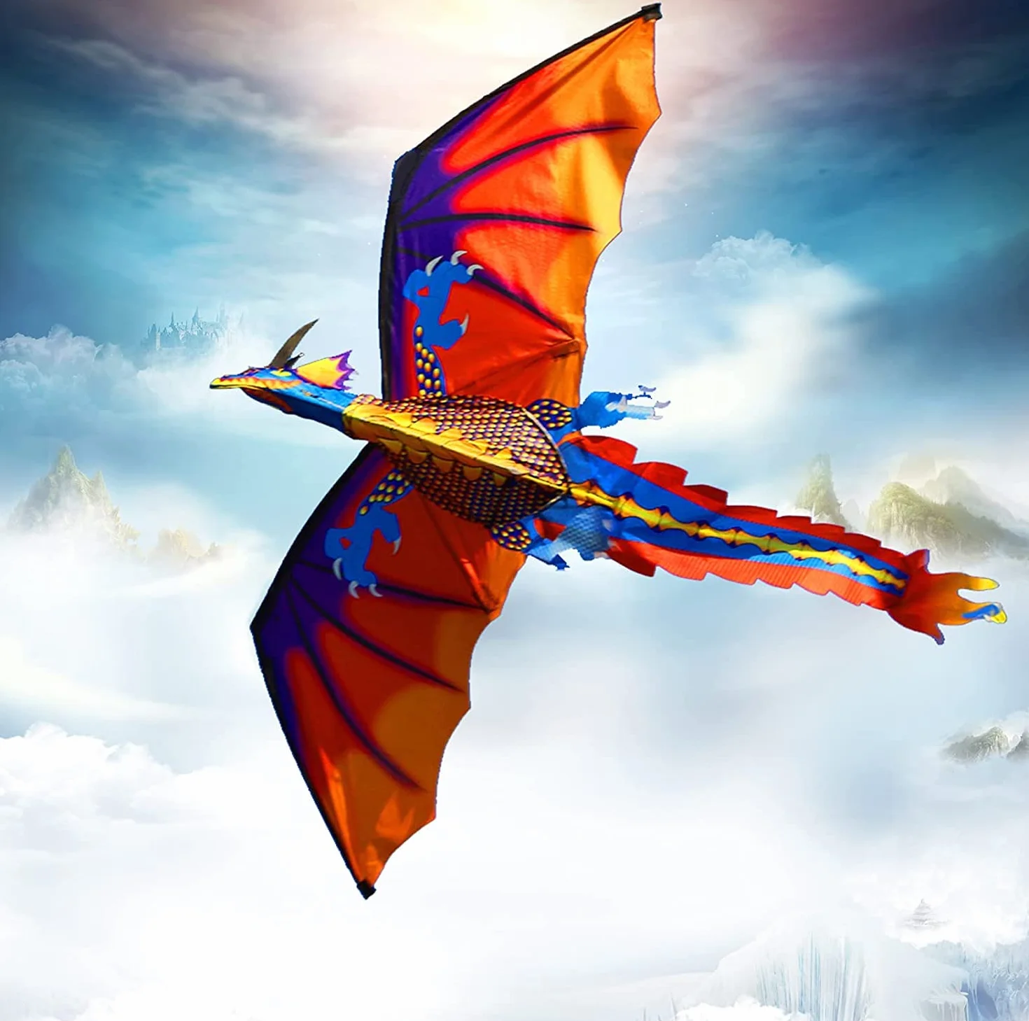 Touch the sky Enorme Aquilone Drago per Bambini e Adulti, Facile da Volare, Design Della Struttura Unico, Eccellenti Giochi All'aperto e Giocattoli di Attività, Adatto ai Principianti.