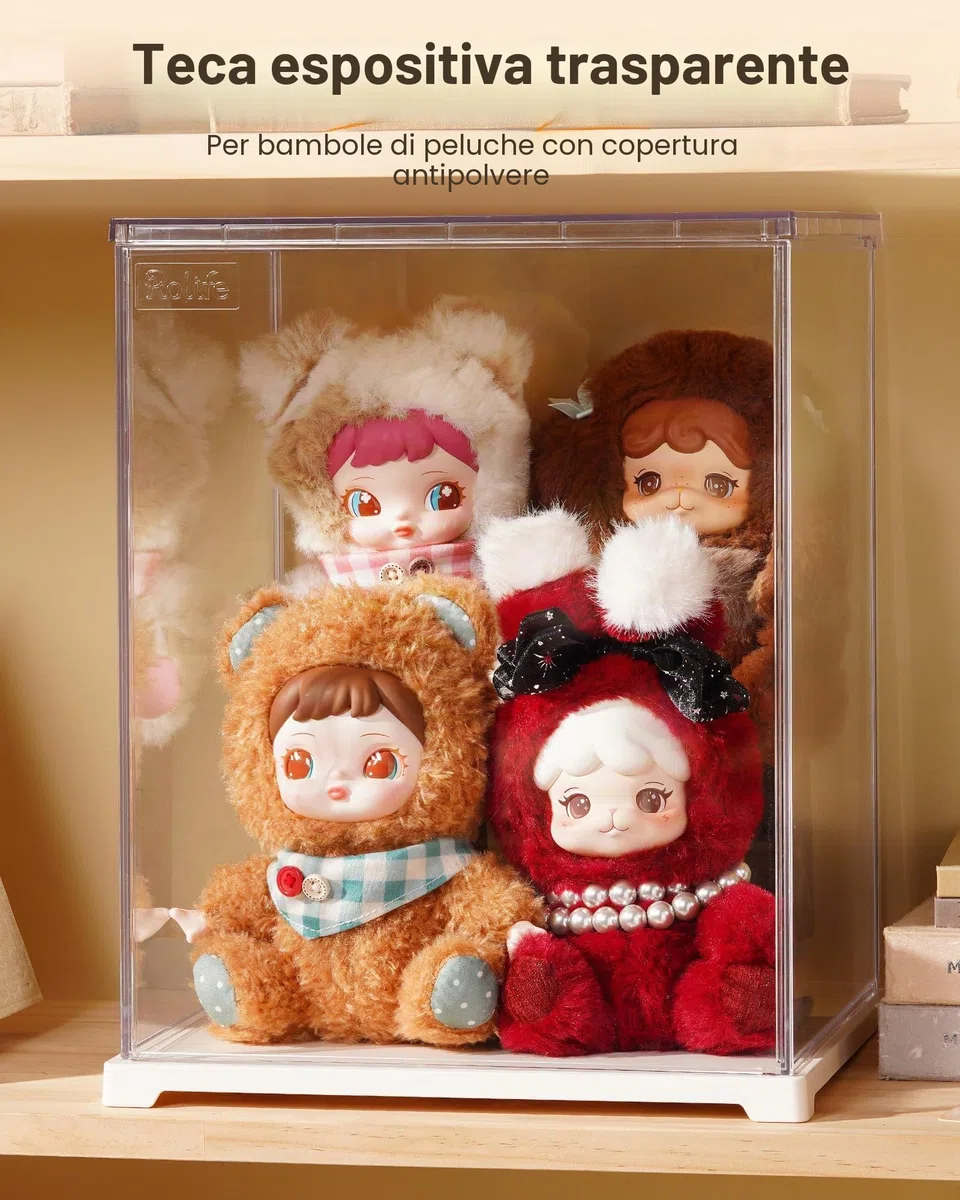Rolife Vetrina in Acrilico con Passacavo Scatola Espositiva Trasparente per Book Nook, Puzzle 3D, Action Figure e Modelli Miniatura LED (23x23x29,2 cm)