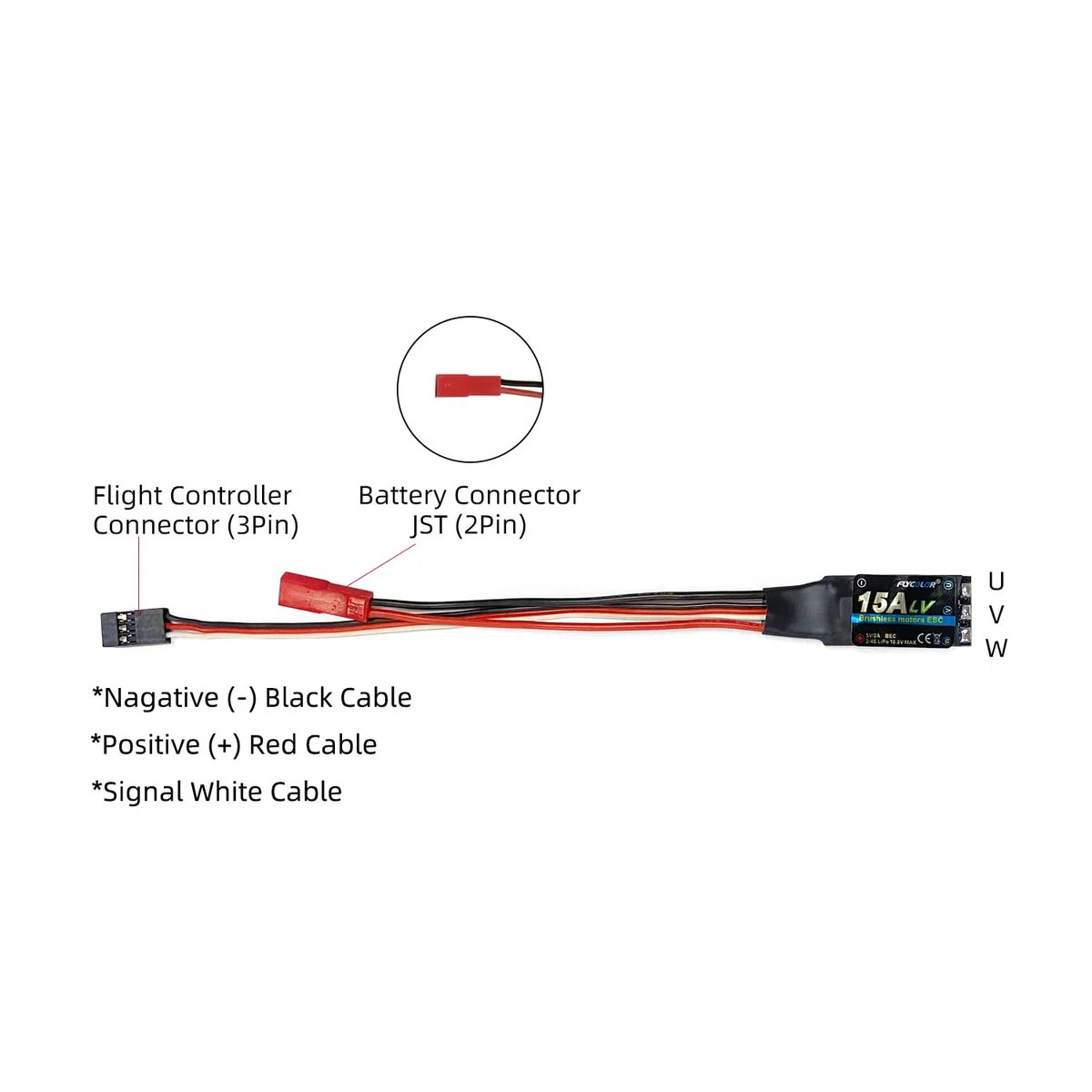 FLYCOLOR 15A RC Brushless Motore Elettrico Regolatore di Velocità Built-in 5V/2A BEC, Supporto 2S-4S LiPo ESC per Radiolink A560 Aereo