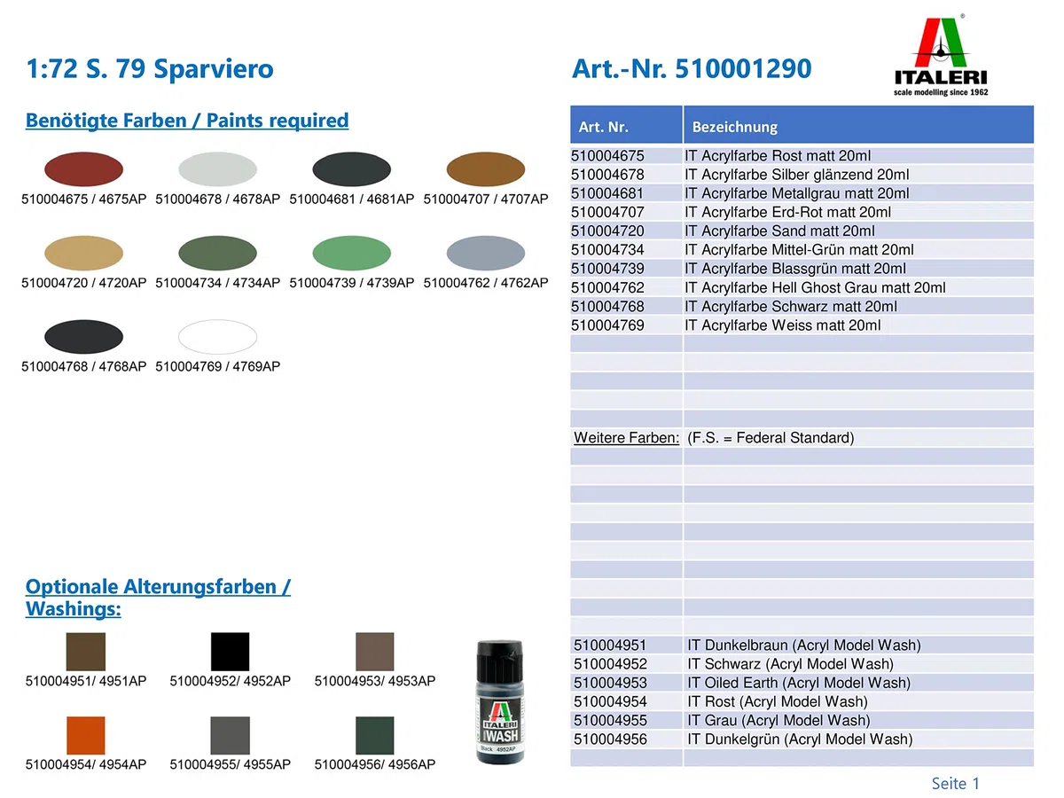 Italeri 1290 - S.79 Sparviero modellismo aerei Model Kit Scala 1:72