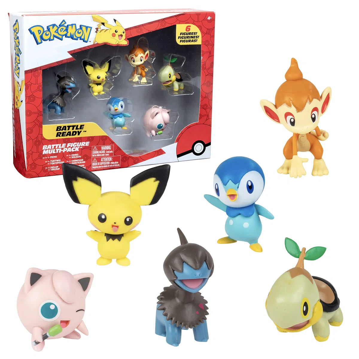 Pokémon Battle Figure Multipack (6PK: 2" Pichu, Deino, Jigglypuff #1, Turtwig, Piplup, Chimchar) W5