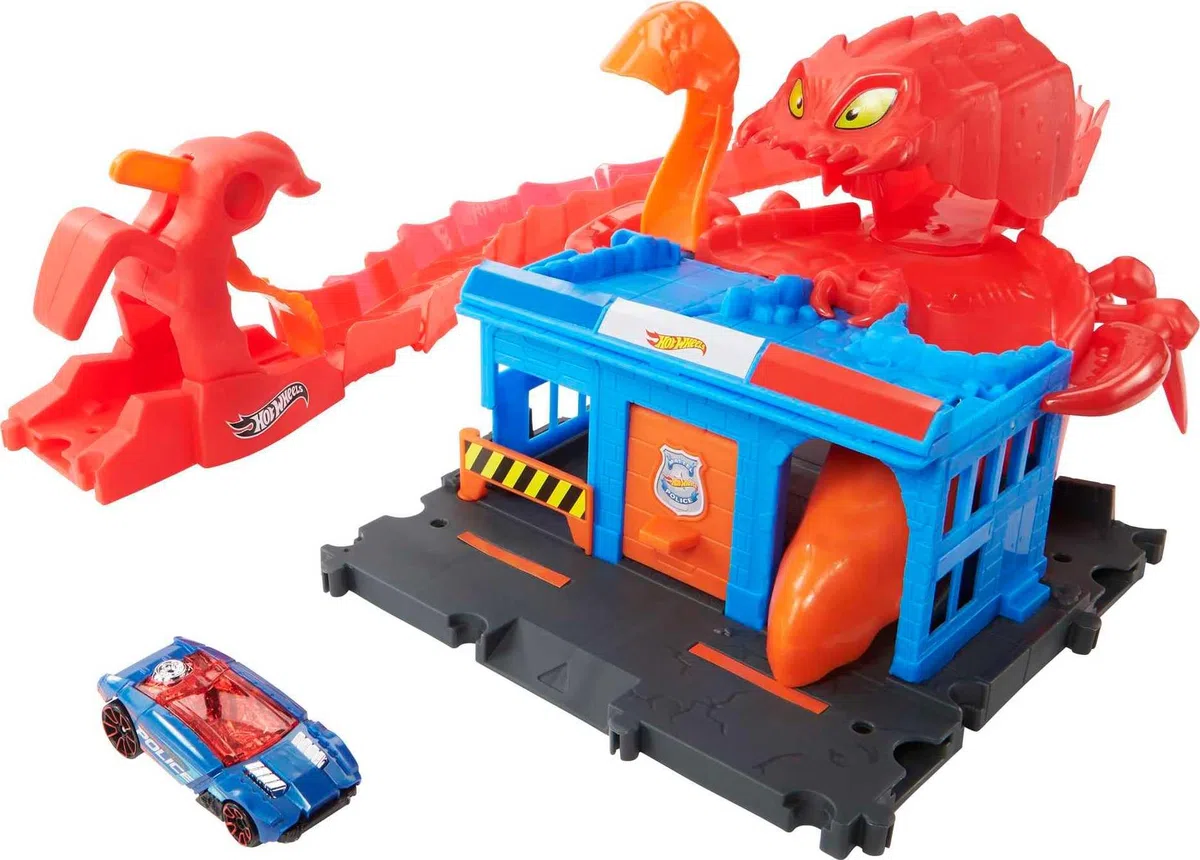 Hot Wheels - City Attacco dello Scorpione Mobile con 1 Macchinina, Pista a Forma di Coda Flessibile Lunga 76 cm, Giocattolo per Bambini 4+ Anni, HDR32