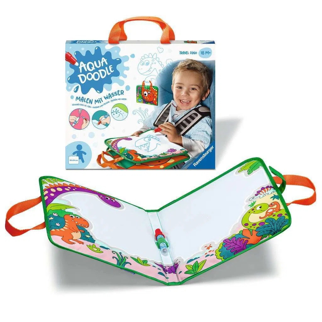 Ravensburger 4566 Aquadoodle Travel Dino - Primo dipinto in viaggio - Divertiti a dipingere senza macchie con l'acqua - Set da viaggio per bambini dai 18 mesi in su