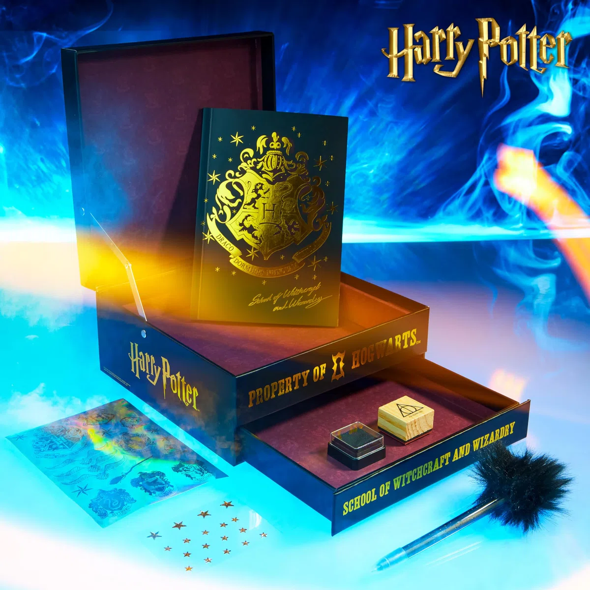 Harry Potter Scrapbooking Kit Cancelleria Kawaii Scrapbooking Accessori Adesivi Timbri Taccuino Attivita Creative per Bambini (Nero/Borgogna)