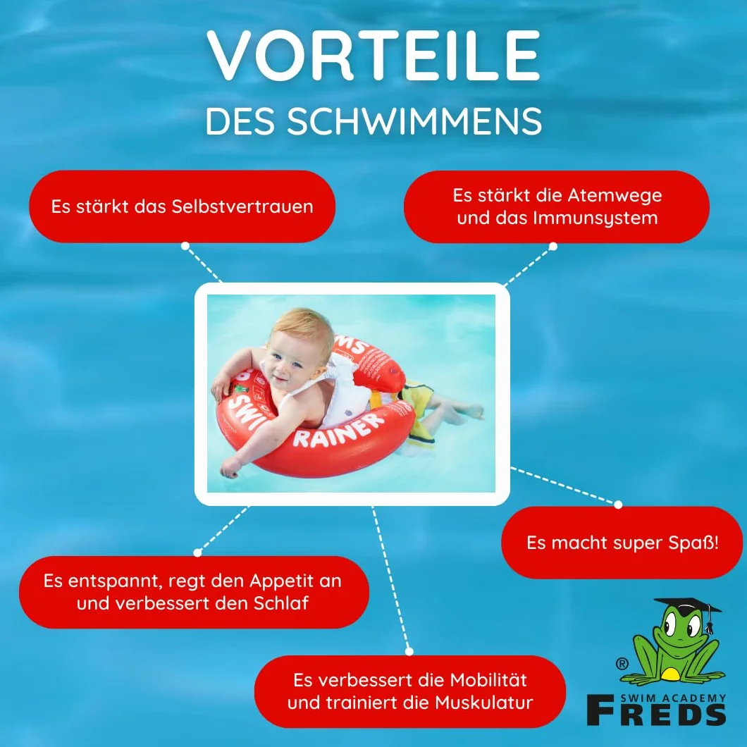 FREDS SWIM ACADEMY SWIMTRAINER Classic Rosso - Allenatore di nuoto per bambini dai 3 mesi ai 4 anni - aiuto gonfiabile per il nuoto per abituarsi all'acqua, per principianti