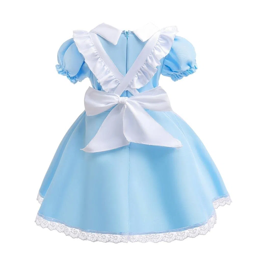 Lito Angels Vestito Costume Alice nel paese delle Meraviglie con Grembiule Bianco e Cerchio per Capelli per Bambina Taglia 2 a 14 anni, Blu