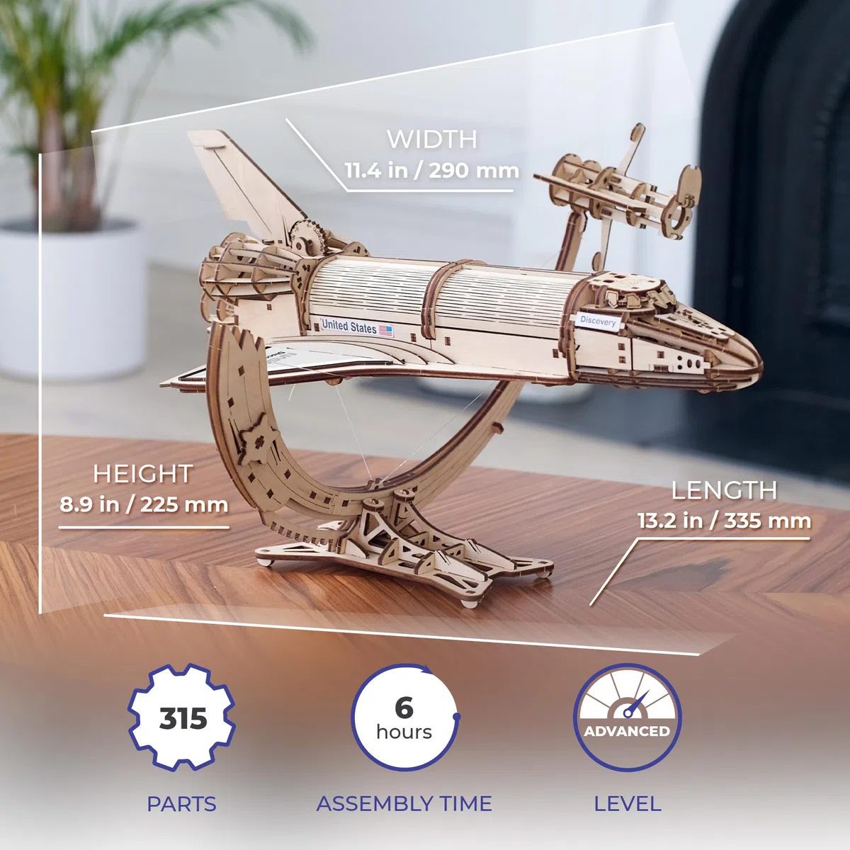 UGEARS Space Shuttle Discovery della NASA - Puzzle 3D Legno Adulti da Costruire - Modellino Navicella Spaziale in Legno Meccanico - Ideale per Fan di Modellismo Navicella Spaziale e Puzzle in Legno 3D