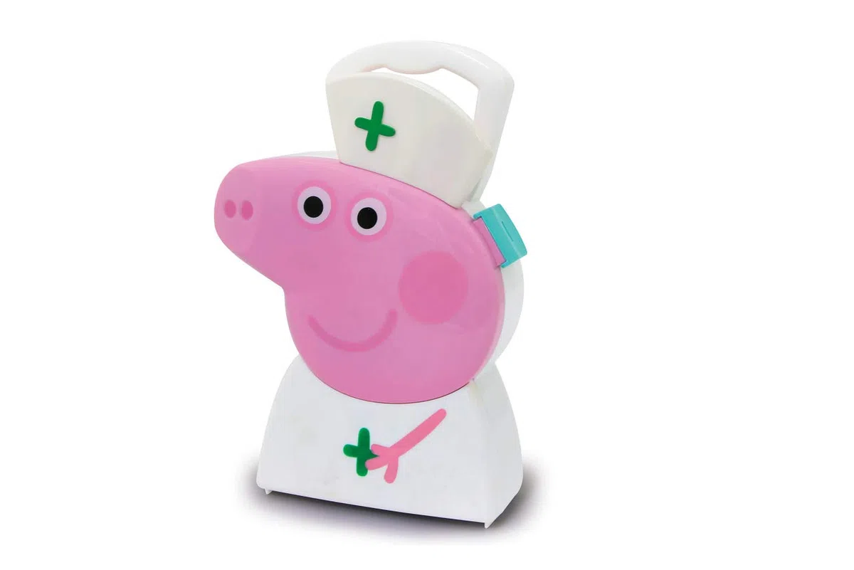 Jamara Set di 10 Pezzi di Valigetta, Robusta e maneggevole, Utensili per Medici Adatti ai Bambini per Giochi di Ruolo, Simpatico Design Peppa Pig, Colore Bianco, 410095