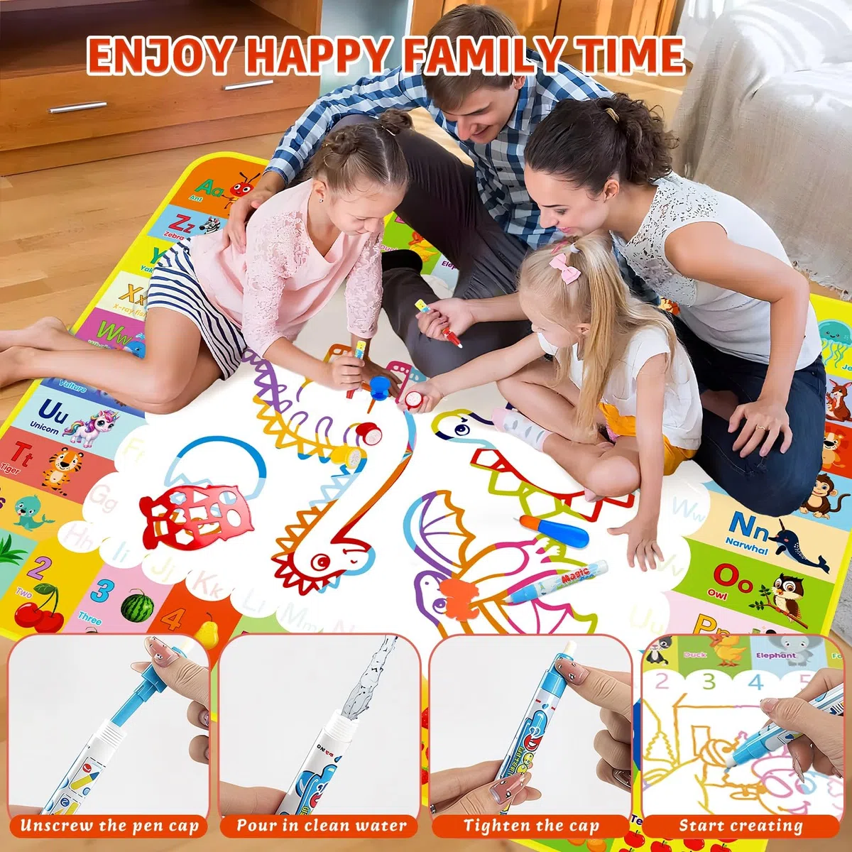 Aqua Water Doodle Matte, tappetino per bambini Aqua Magic Doodle, 120 x 100 cm, giocattolo per bambini a partire da 1 2 3 anni, regalo di compleanno per bambini