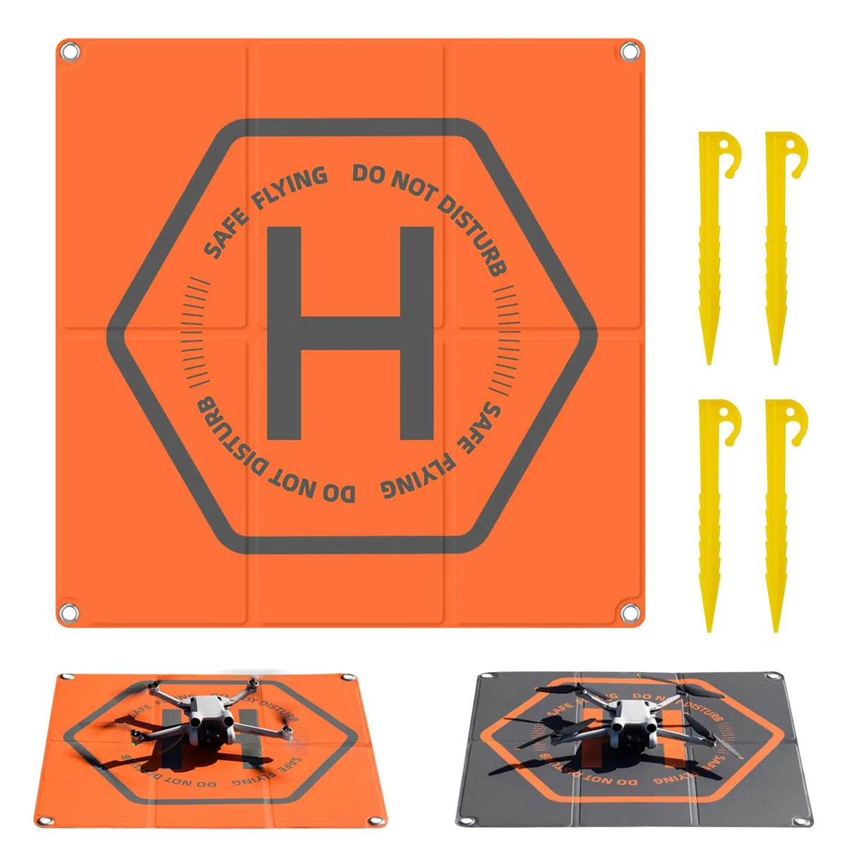Bocguy Landing Pad Drone, 50 CM x 50 CM Portatile PU Bifacciale Drone Landing Pad Impermeabile e Antimacchia, Accessori Drone Tappeto di Atterraggio per Serie DJI Mini/Air/Mavic/Avata/FIMI