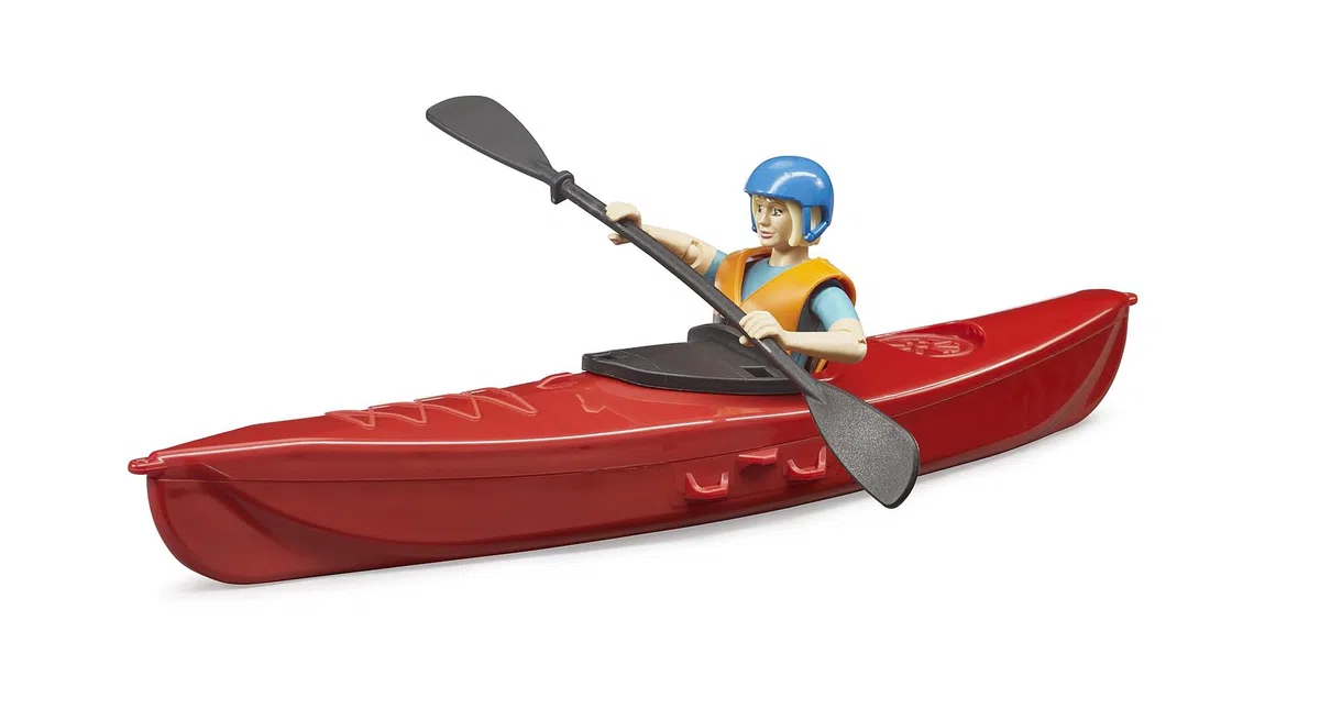 bruder 63155 - kayak bworld con figura, figura giocattolo, giocattolo acquatico
