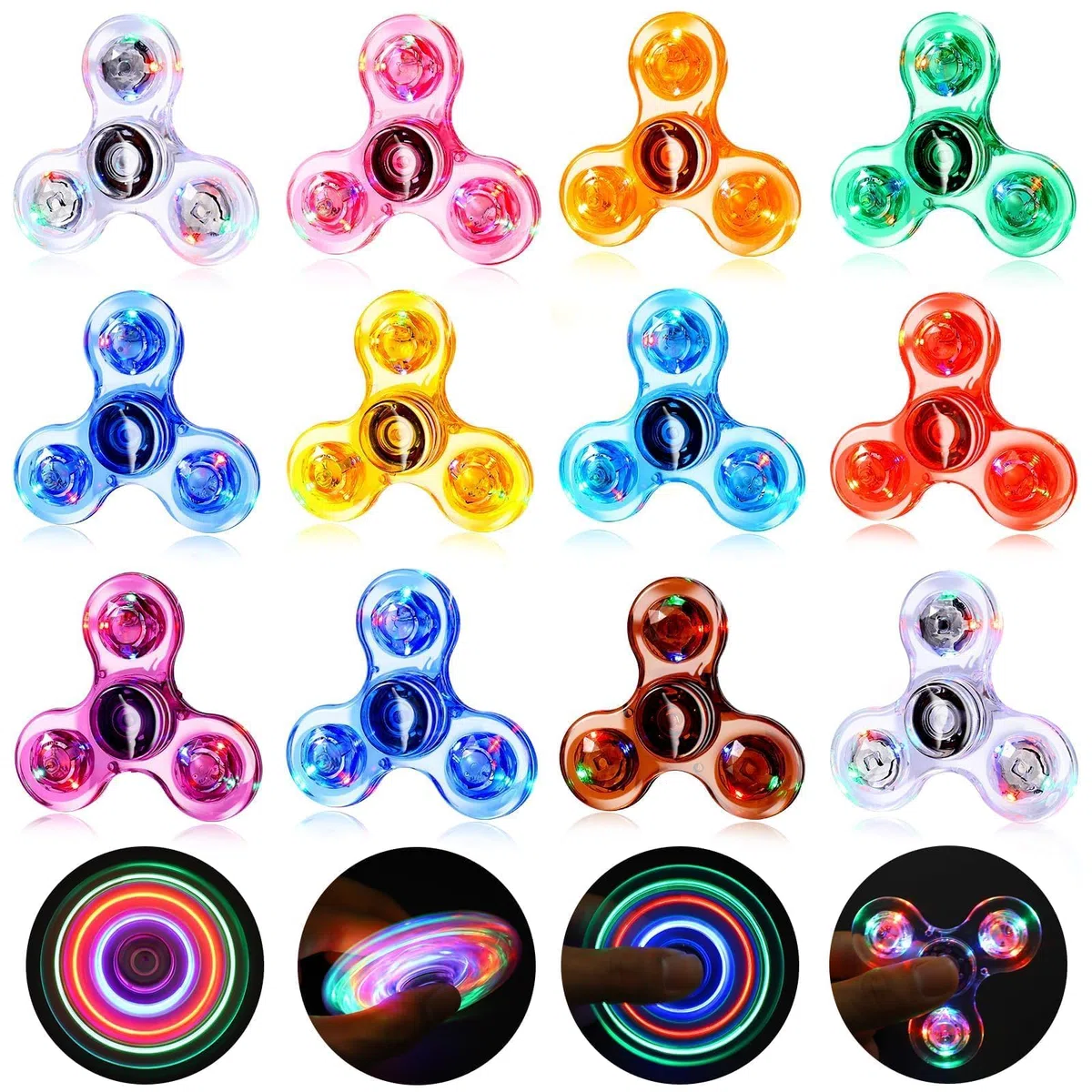 Gigilli Fidget Spinners 12 Pack, Bomboniere per feste LED Light Up Bulk Fidget Spinners, Regalo Bambini Fidget Toy Goodie Bag Stuffers, Glow in The Dark Forniture per feste