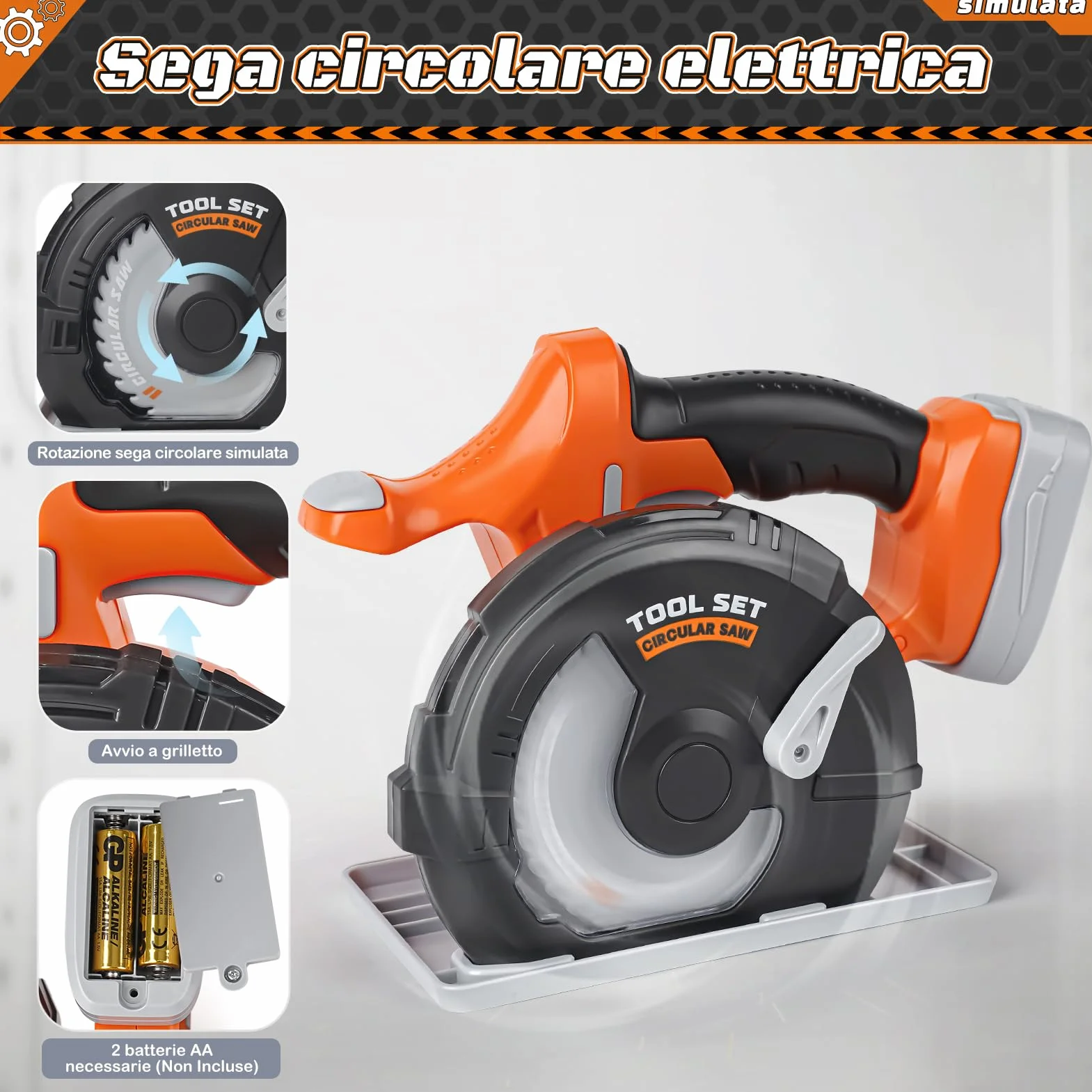 Vanplay Attrezzi Giocattolo per Bambini Modello di Lusso, Regalo Giocattolo per Bambini Piccoli dai 3, 4, 5 anni con Trapano Elettrico, Motosega, Smerigliatrice Angolare, Sega Circolare, Borsa Portaog