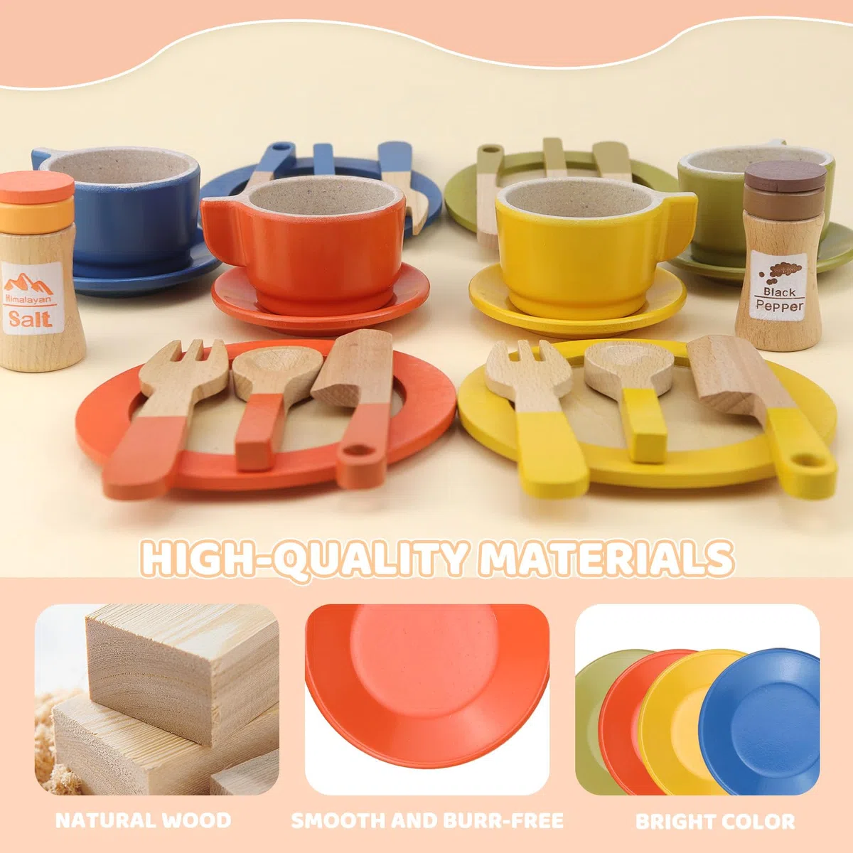 CHRI 26 pezzi accessori da cucina per bambini in legno, accessori per cucina giochi in legno