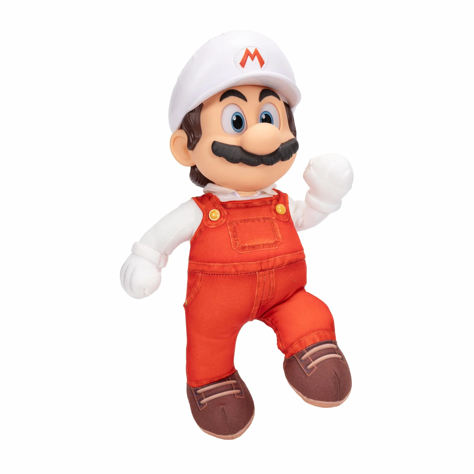 Peluche snodabile di Fire Mario del film Super Mario Galaxy, 35,5 cm, con licenza ufficiale Jakks Pacific, con testa scolpita di Roto, peluche da collezione Nintendo