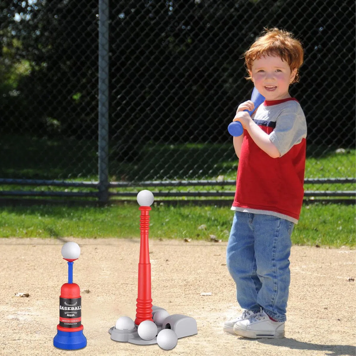 Set di Ball T -Ball Kids - Set di allenamento per lancio regolabile da baseball regolabile | Attrezzatura a T, Youth Beginner Baseball Training Equipment per cortile gioca a kit t baall