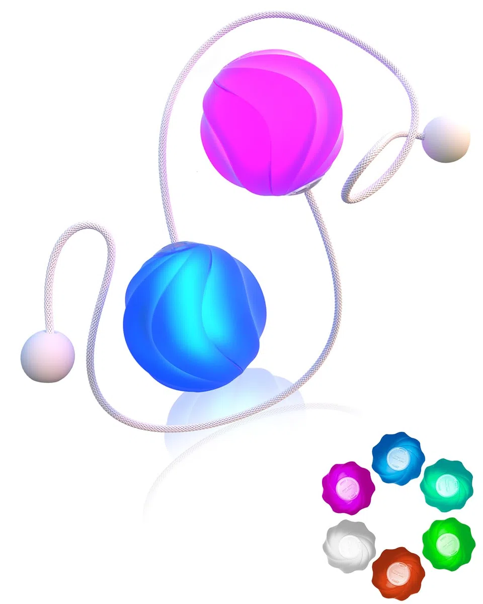 LED-Poi-Bälle – 9 Modalità di Illuminazione con Luce Arcobaleno & Respirante, Palle da Giocoleria Luminose per Bambini & Principianti – Giocattolo Luminoso USB Ricaricabile per Giochi