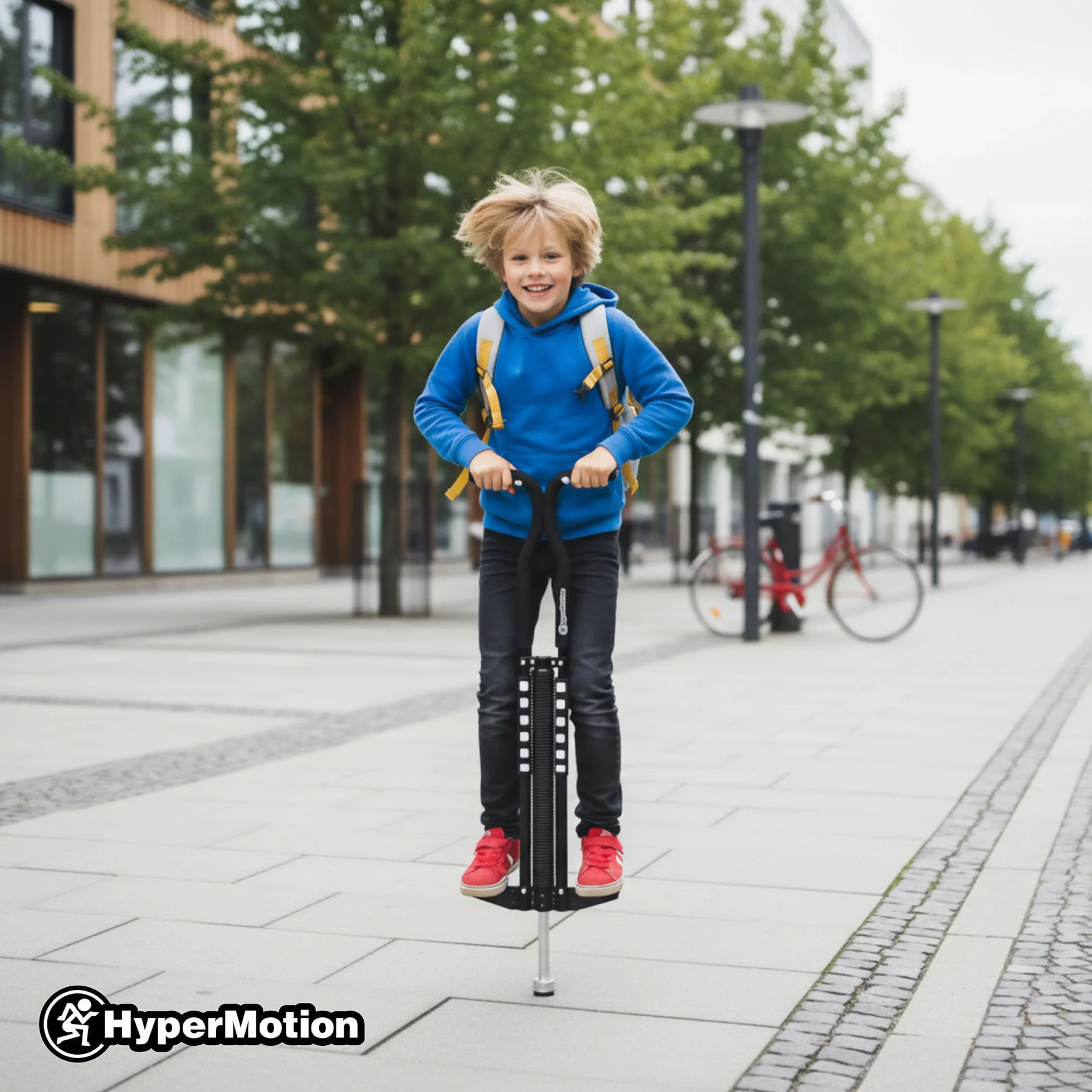 HyperMotion POGO Salterello Dinamico per Ragazzi 9–14 Anni, Attrezzo Sportivo 50 kg, Struttura 2,35 kg con Sistema Elastico, Nero
