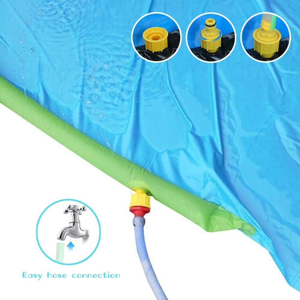 Scivolo d'Acqua, 480 x 70 cm Scivolo d'Acqua per Prato con Irrigatore, Scivolo Acquatico Giardino con Ricambi e Bodyboard, per Feste Estive e Attività in Giardino (Blu)