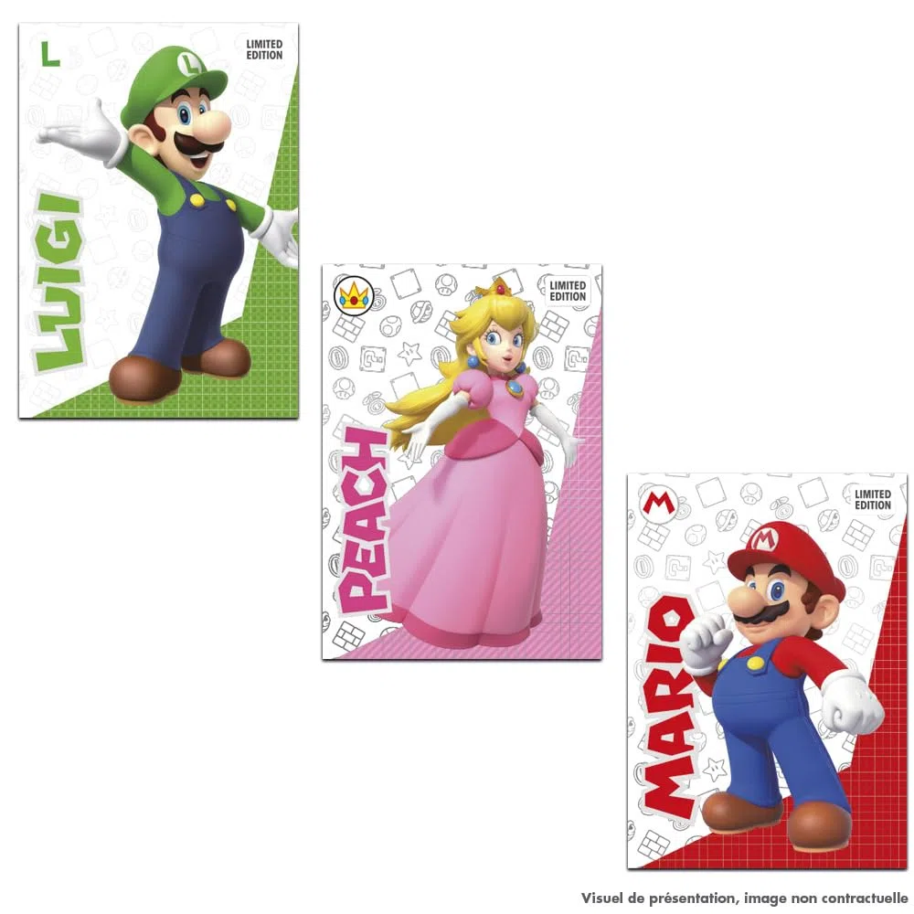 Panini Super Mario Adesivi - Cofanetto di 1 album + 15 tasche + 5 carte edizione limitata Gold, 004218MCOUAFGDC