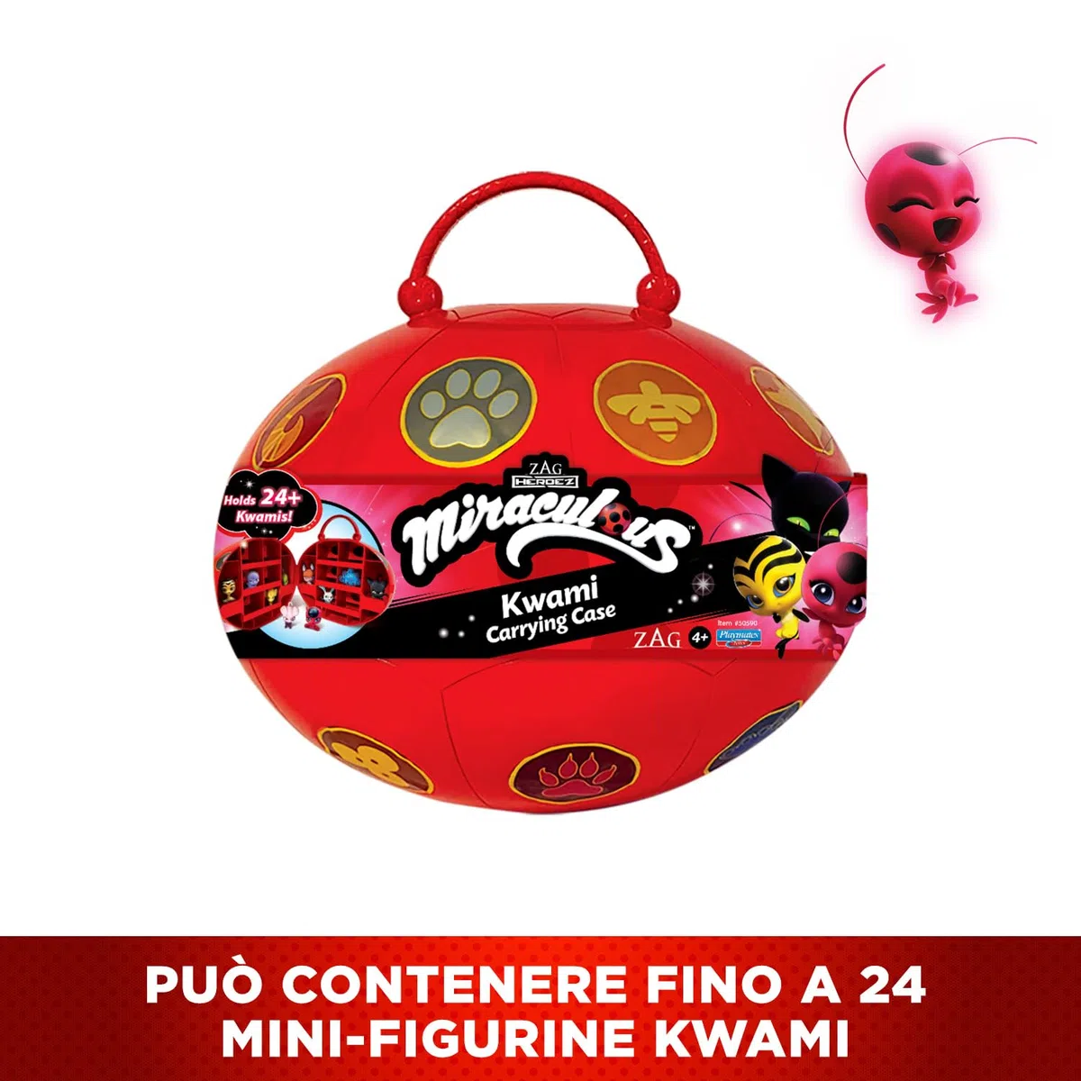 Bandai - Miraculous Ladybug - Miracle Box con 4 kwami inclusi - Set Mini-Figure Miraculous Kwami Licenza Ufficiale - Scatola di Stoccaggio con Maniglia - Giocattolo per Bambini dai 4 anni e + - P50591