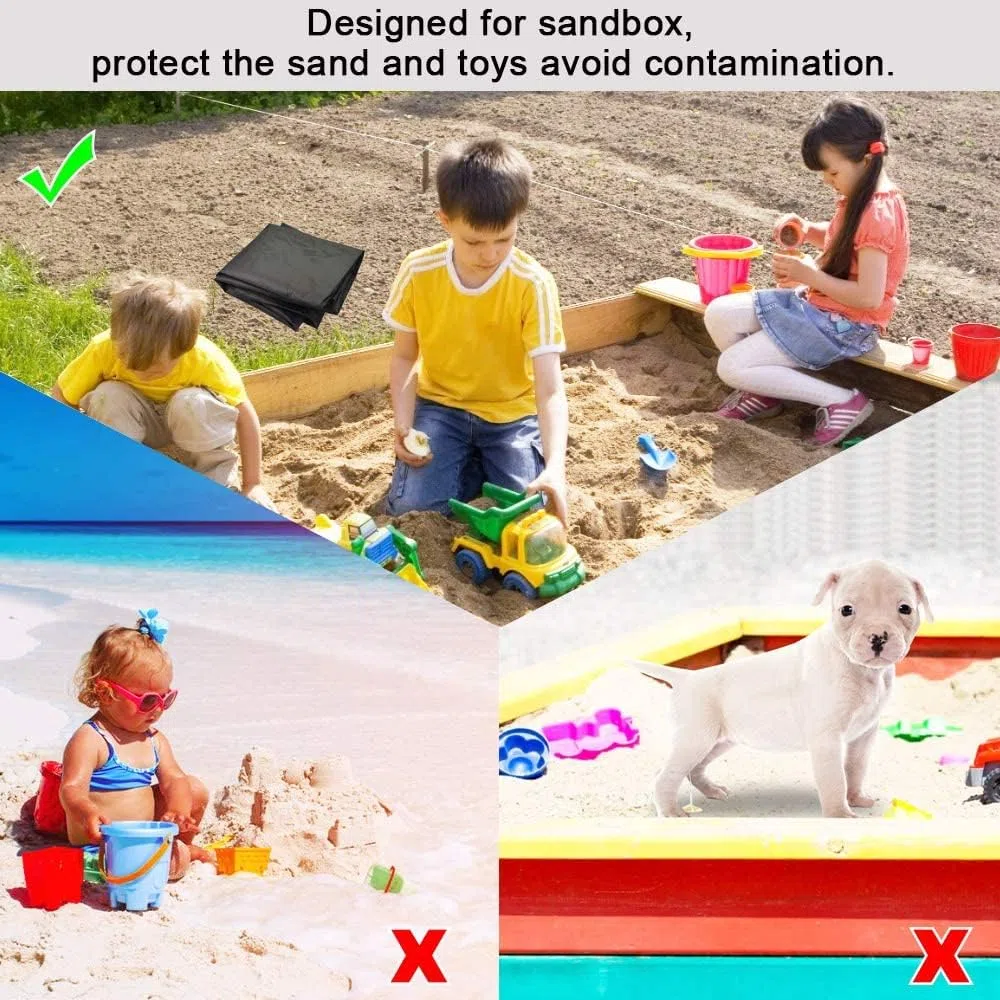 Copertura per Sabbiera Telo Copri Sabbiera 120cm x120 Protezione per Sandbox Resistente e Impermeabile Protettiva in Tessuto Oxford per Sandbox (Nero)