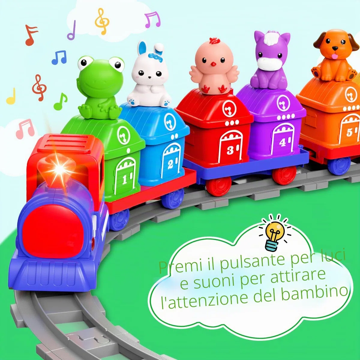 Meytccve Giocattolo Educativo per Bambini di 1-3 Anni, Set Montessori per Abbinamento e Classificazione, Treno Elettrico Moderno per Bambini Regalo di Natale o Compleanno per Maschi e Femmine (Blu)