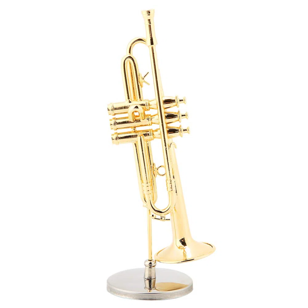 Modello di Tromba in Miniatura, Replica della Tromba Mini Strumento Musicale in Plastica con per Supporto Modello di Strumento Placcato Oro Ornamenti Musicali