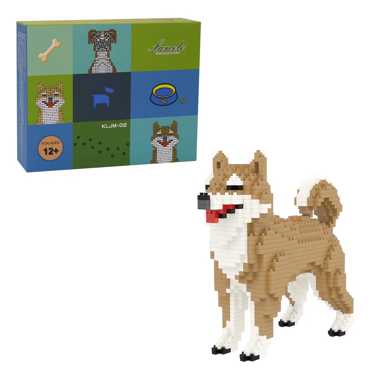 Larcele 814 Pezzi Set di Costruzioni Micro Cane Mattoncini da Costruzione KLJM-02 (Shiba Inu Maschio)