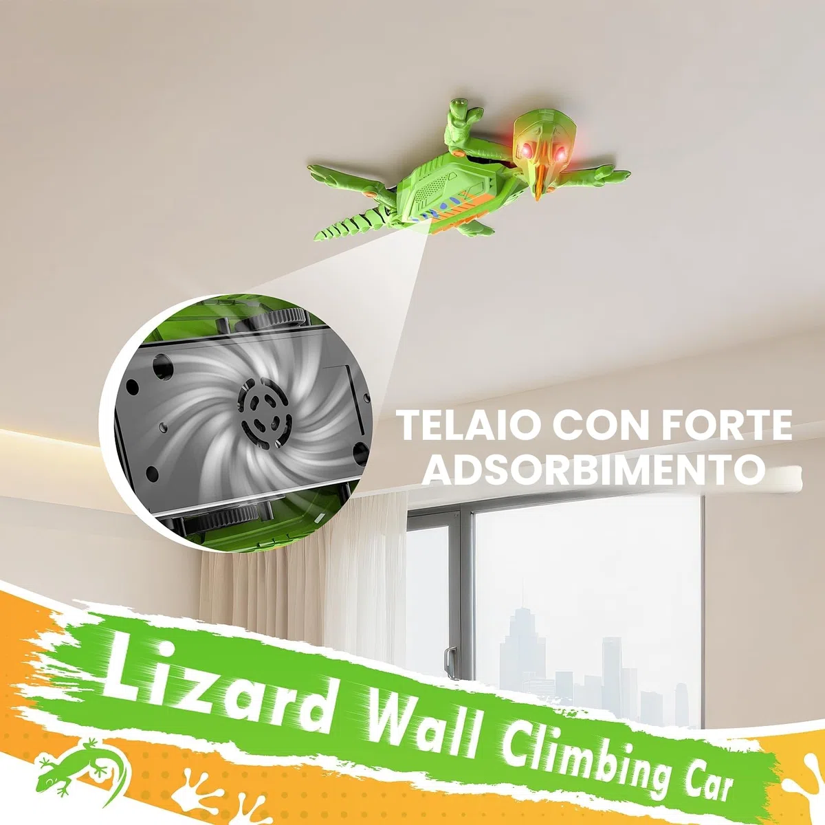 Gerbala Geco Telecomandato, Lucertola Robot Giocattoli, Pareti e Soffitti Scalabili, Lucertola Telecomandata con Occhi LED Luminosi, Movimenti Realistici, Regalo per Bambini Bambine 3+ Anni