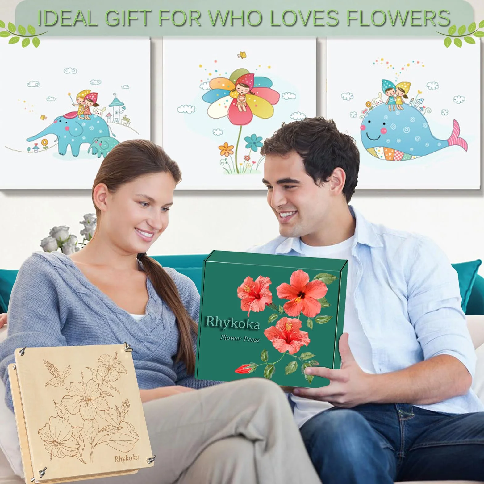 Rhykoka Pressa per fiori extra large, 10 strati, 28 x 28 cm, kit per spremitura fiori in legno per adulti, con custodia, regalo per gli amanti del fai da te e dell'artigianato (legno)