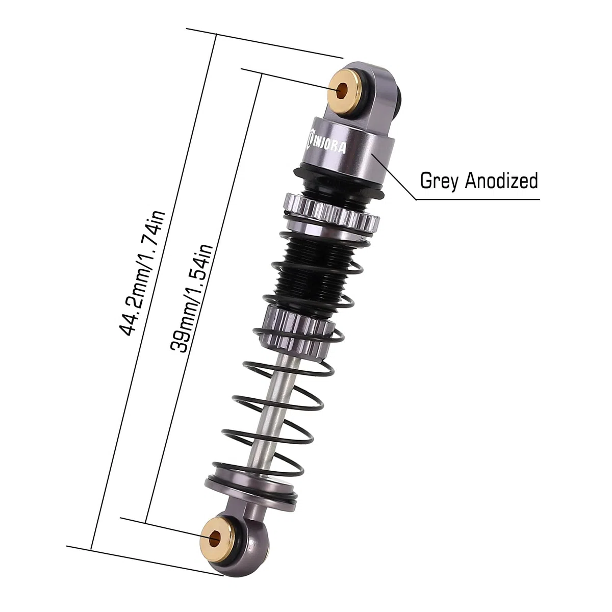INJORA RC Ammortizzatori 39mm - Olio Shock Absorber Ammortizzatori Filettati Alluminio Upgrade Parts Tuning per Axial 1/24 RC Crawler Car SCX24 Gladiator Deadbolt C10 JLU B17,Grigio