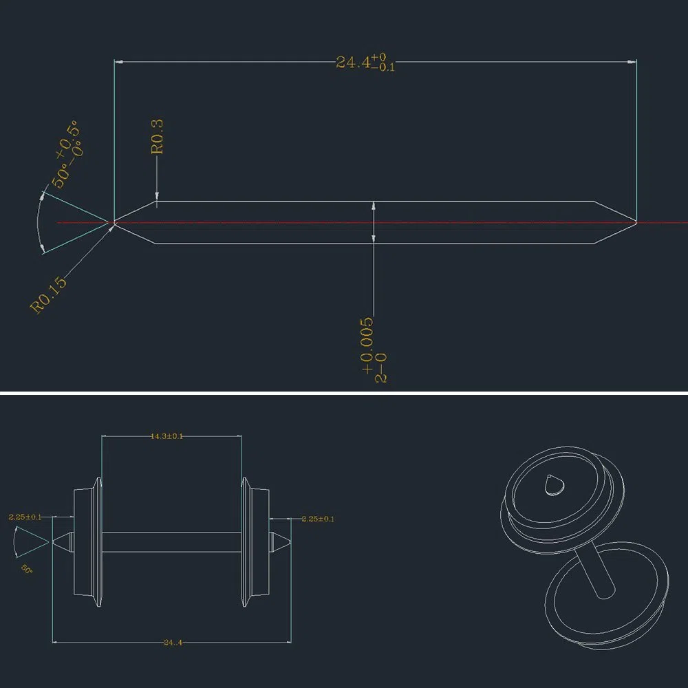 C8724 12 PCS 36'' Ruote in Metallo per Treno Modello 1:87 Scala HO Set di Ruote DC Nuovo