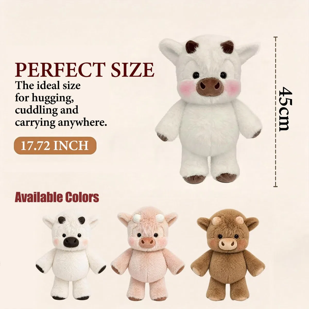 STOAT Highland Cow Peluche, realistica mucca highland peluche, morbido animale di peluche per adulti, decorazione fattoria, regalo per amanti degli animali (bianco)