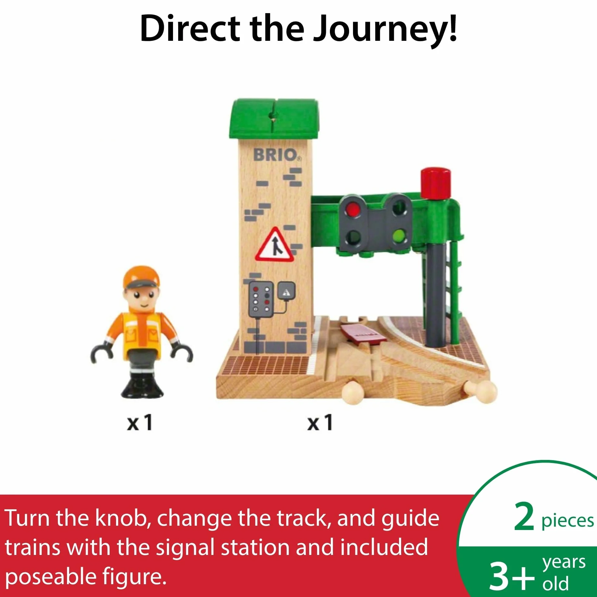 BRIO World – Doppio Semaforo con Operatore | Accessorio Pista In Legno Per Bambini | Treno Brio Bambini 3 Anni O Più | Idee Regalo | Regalo 3 Anni