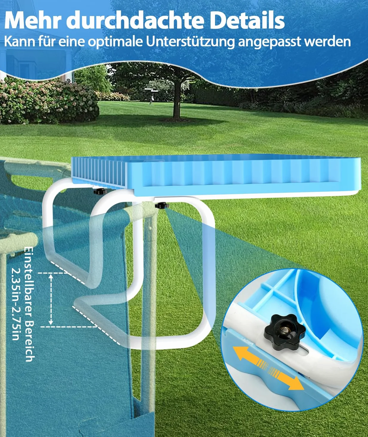 Piscina bar, tavolo da piscina, per piscine fuori terra, rotonde, rettangolari/ovali, portatile, tavolo da terrazza per piscina, accessori per piscina, blu