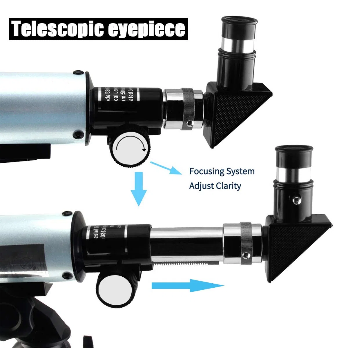 Telescopio astronomico per bambini, telescopio astronomico professionale 90X con treppiede, 2 oculari di ingrandimento, lente di Barlow 1,5x, giocattoli educativi per bambini