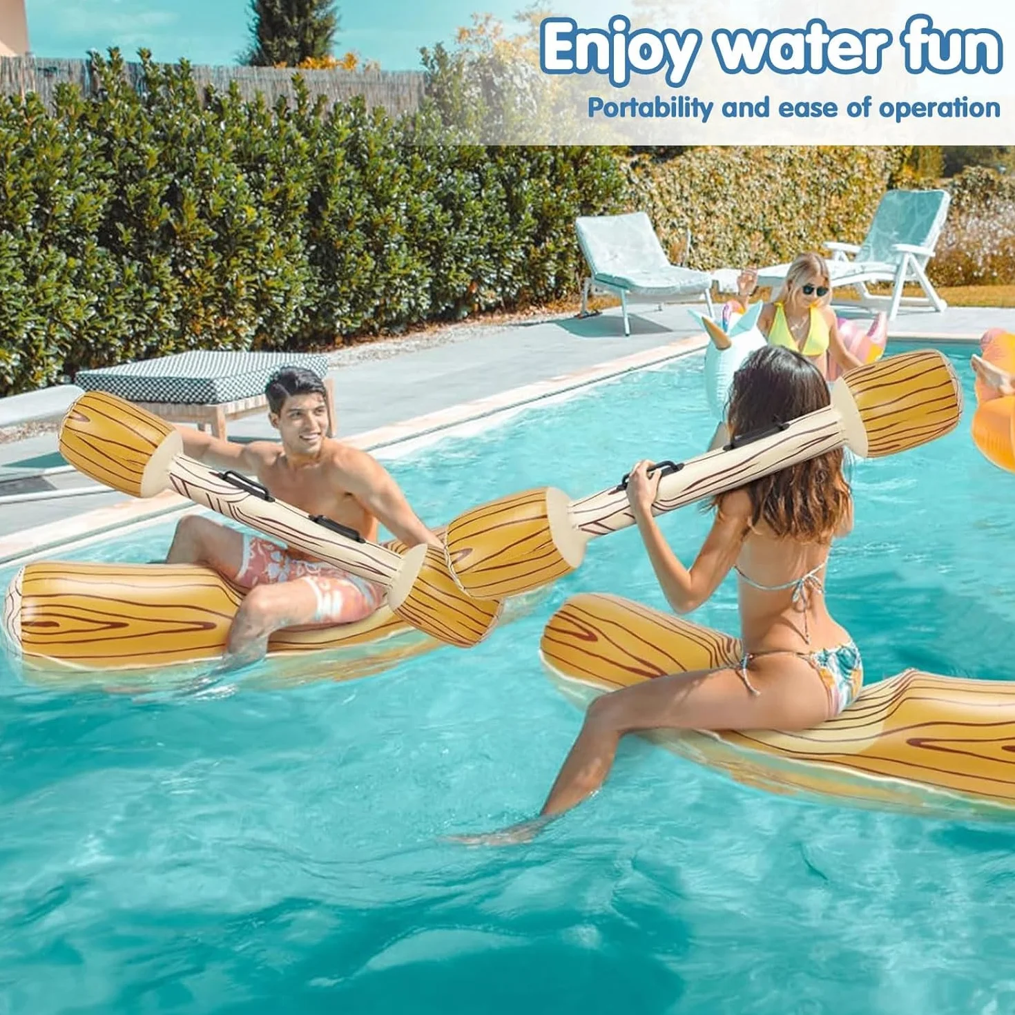 4 Pz Set Giocattoli Gonfiabili Galleggianti a Remi, Da Mare, Battle Log Pool Zattere Festa, Festa in Piscina Giochi Sportivi Acquatici Zattere Originali Giocattoli Galleggianti per Adulti