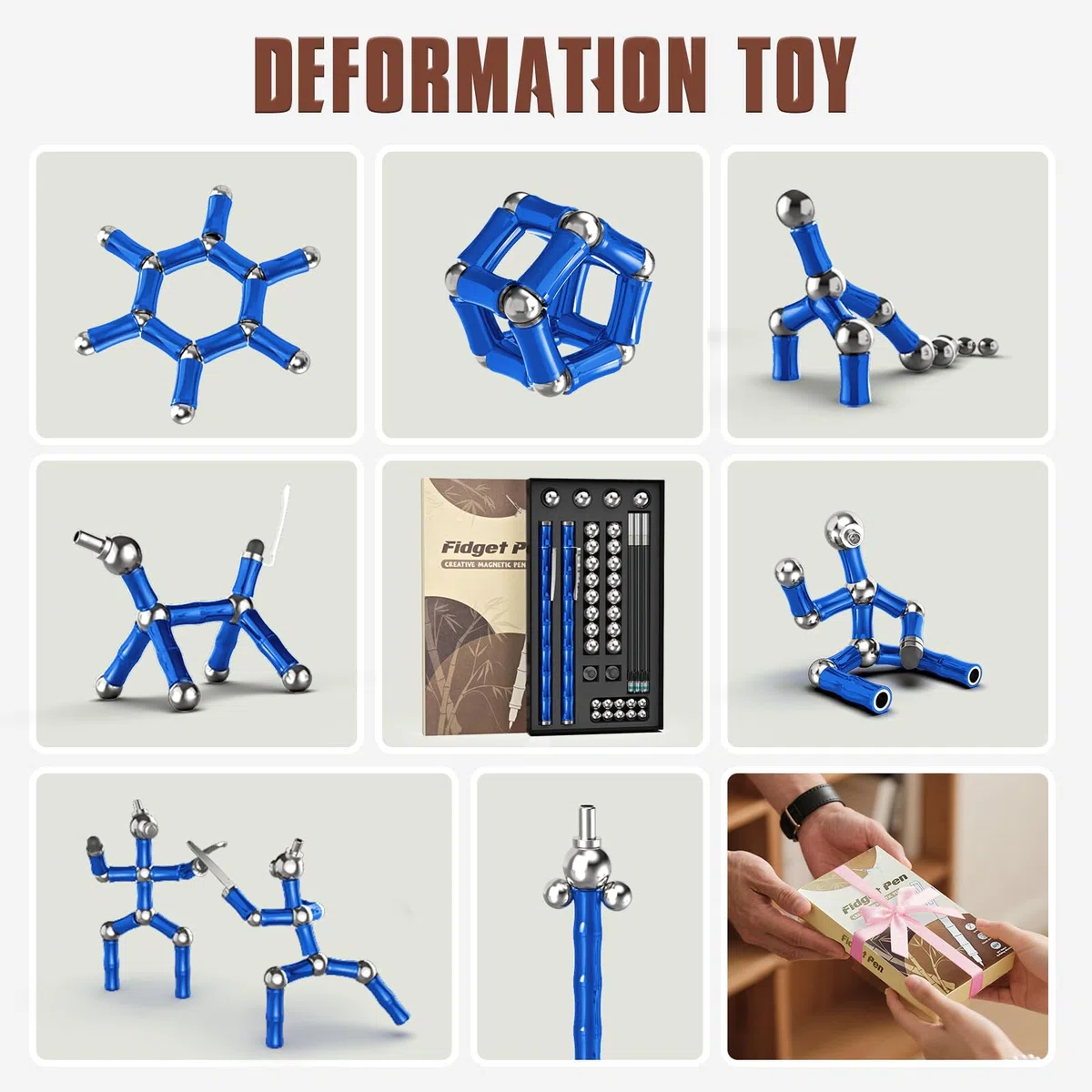 Tigerhu Penna Magnetica, Divertente Multifunzione Fidget Pen nera Penna A Sfera, Antistress Penna Multifunzione, Antistress Adulti Uomini, Donne, Marito e Regalo Festa Del Papà-blu