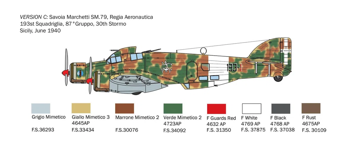 Italeri 1412 S.79 Sparviero Bomber version, scala 1:72, Plastic Model Kit/Modello in plastica da montare