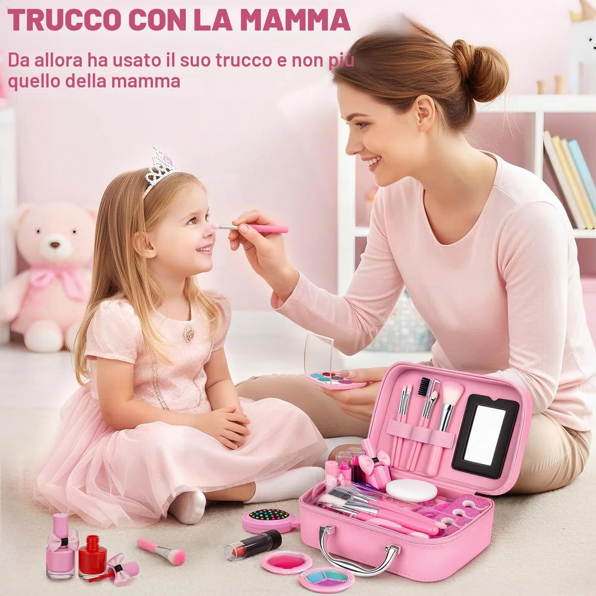 Dreamon Trucchi Bambina Set, 20 Pezzi Lavabile Set Di Valigetta Trucchi Bambina Mermaids Set, Gioco Trucco Ragazze 3+ Regalo Natale Compleanno