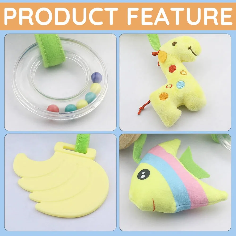 caterbee Giocattolo per seggiolino auto per bambini, a spirale, in peluche, da appendere alla carrozzina, accessori per bambini o bambine (elefante)
