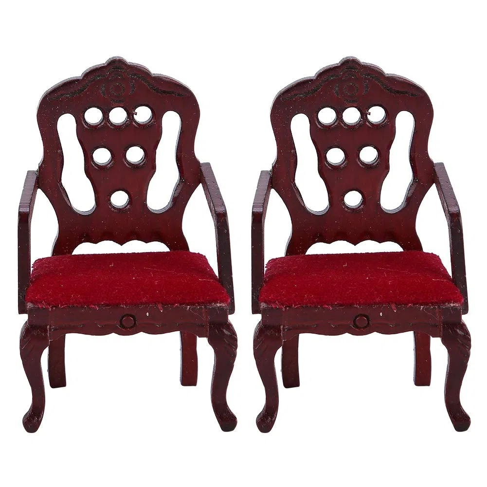 Divano vintage per casa delle bambole e sedie abbinate, un set di divani per casa delle bambole con struttura in legno artigianale per diorami da soggiorno in miniatura