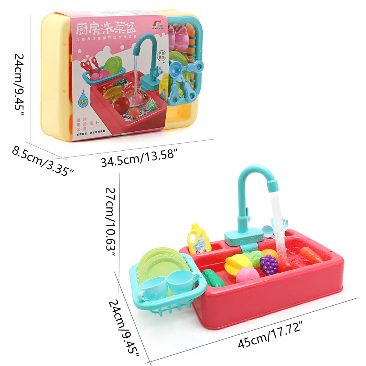 Giocattolo da Cucina Lavandino Lavastoviglie Gioco con Acqua Corrente Lavastoviglie Giocattolo Casa dei Ruoli Giocattolo da Cucina Lavandino con Acqua Corrente