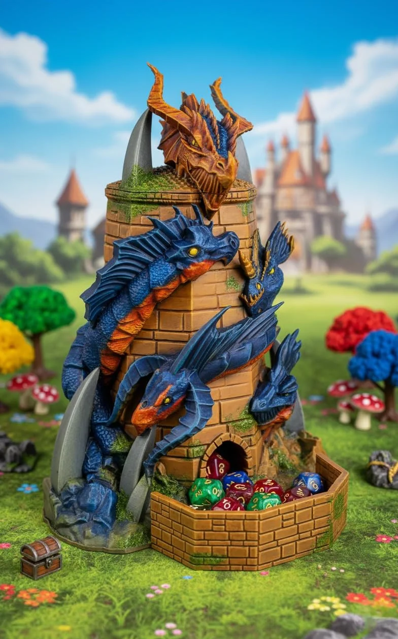 Tiamat - Torre di dadi con la regina dei draghi malvagi, perfetto per dungeon e draghi e altri giochi di ruolo da tavolo