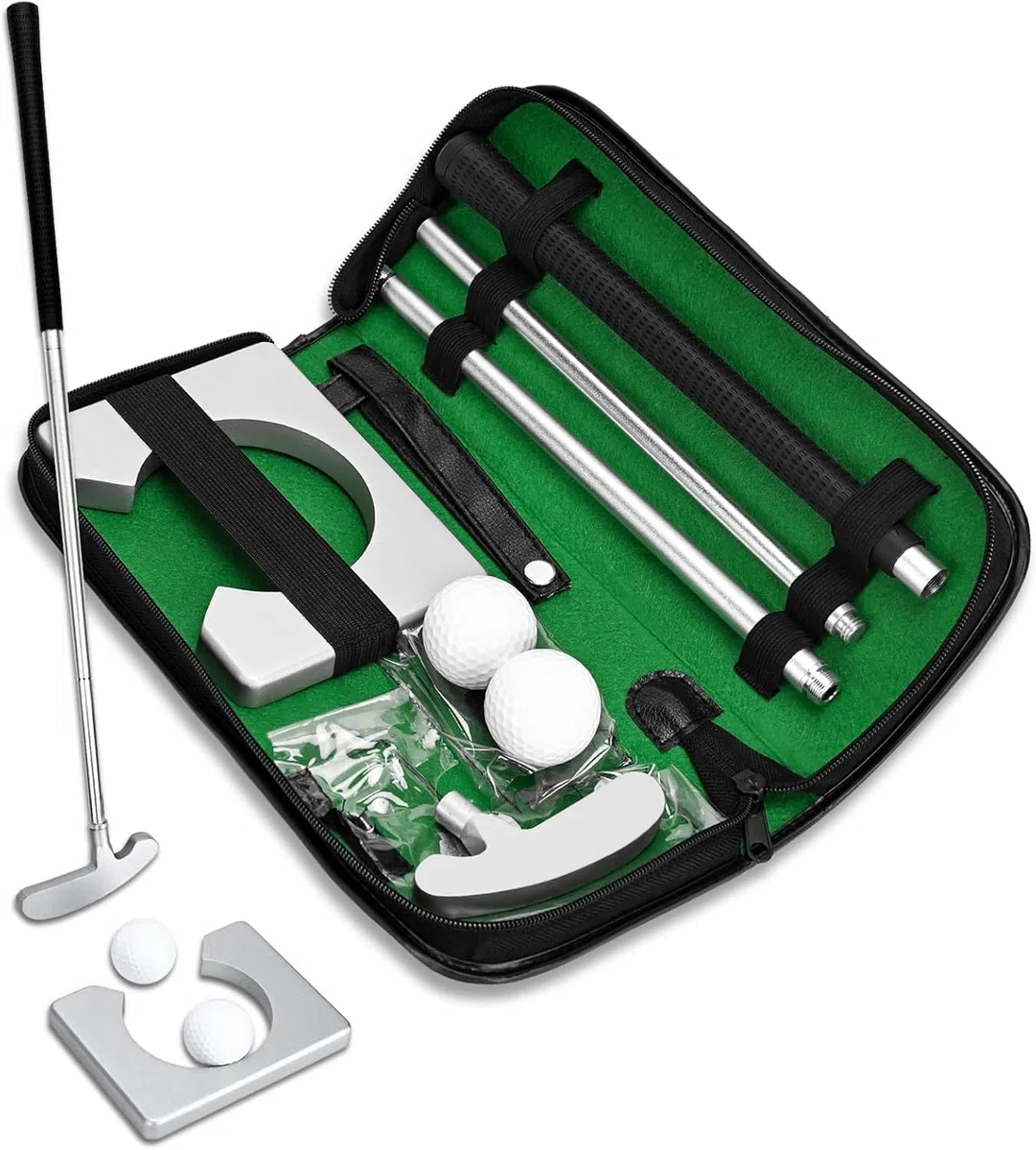Set da Golf per Ufficio Set di Putter da Golf Portatile Allenamento Staccabile con Palline e Borsa per il Putting al Chiuso