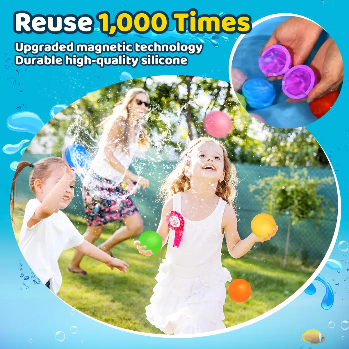 12 Pcs Reusable Water Balloons, Pool Beach water Toys for Boys and Girls, Outdoor Summer Toys for Kids Ages 3-12