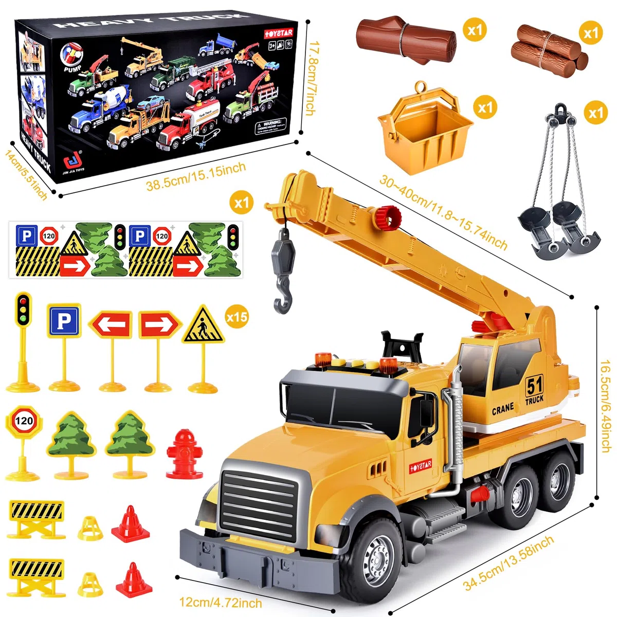 Aragallant Camion Gru Giocattolo, Gru Giocattolo per Bambini, Gru Giocattoli da Cantiere Ragazzi, Camion Grande Giocattolo con Suoni, Regali per bambini di oltre 5 anni