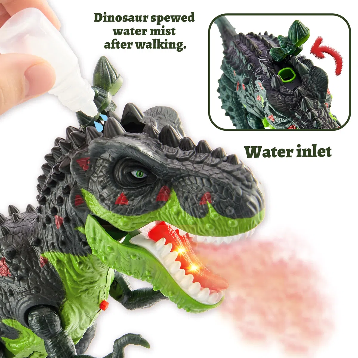 HYAKIDS T Rex Dinosauri per Bambini con Acqua Spray, Dinosauro Giocattolo 3 4 5 6 Anni, Tyrannosaurus Rex, Cammina, Luci e Suoni, Dinosauro Gigante Regalo per Ragazzi Ragazze