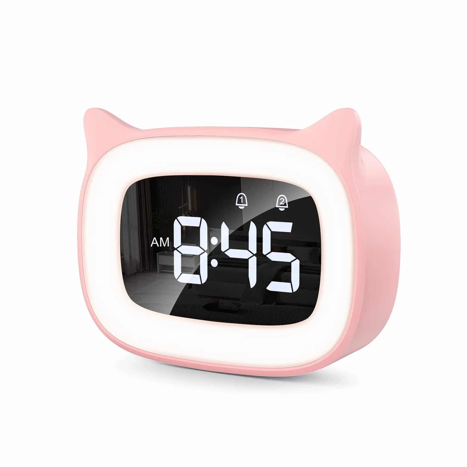 mizikuu Sveglia Bambini da Comodino, Sveglia Digitale con Led Numeri Grandi, 0-100% Dimmer, 18 suonerie, 2 Allarmi, 12/24H, Snooze, Porta di Ricarica USB